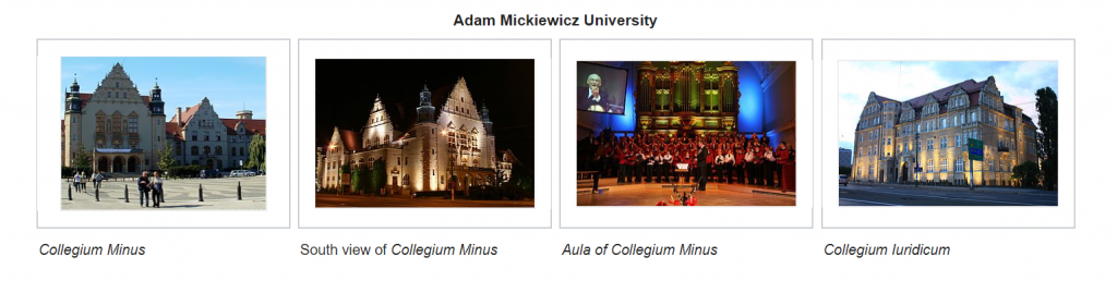 Các campus khác nhau của trường đại học Adam Mickiewicz