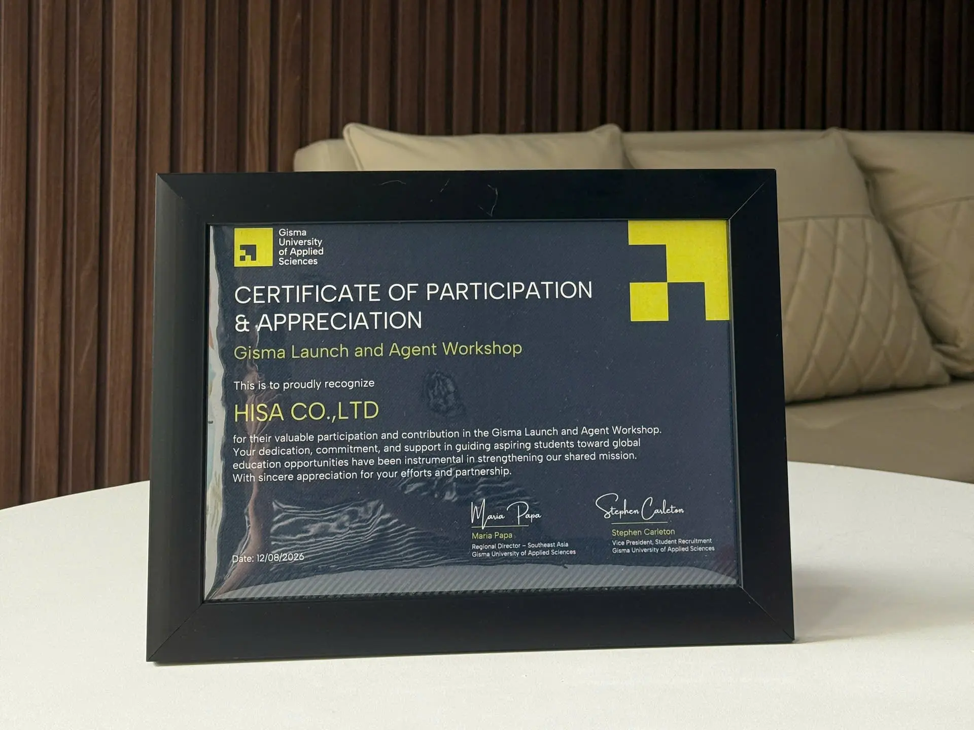 Chứng nhận Đối tác Truyền thông & Tuyển sinh từ Trường Đại học Gisma University of Applied Sciences (Đức)